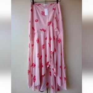 SugarLips Asymmetrical Pink Floral Ruffle Layered Skirt MEDIUM NEW